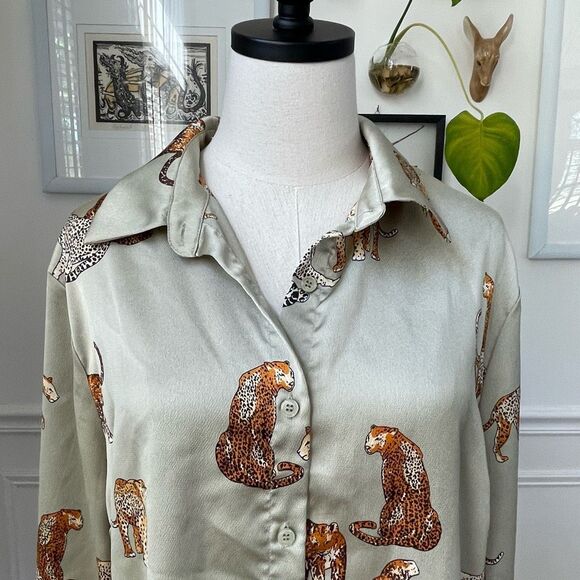 NWOT Good Times USA My Remedy Pant Top Set Sage Green Cheetah 1XL - Picture 3 of 9